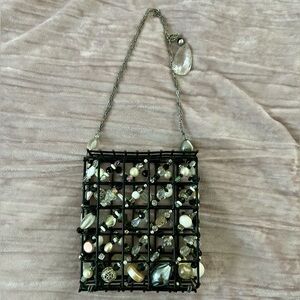 Elegant Black Beaded Cage Mini Bag
